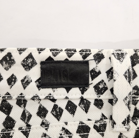 PAIGE Denim Verdugo Skinny Jeans in Diamond Checkerboard White and Black Sz 28 - Picture 9 of 13